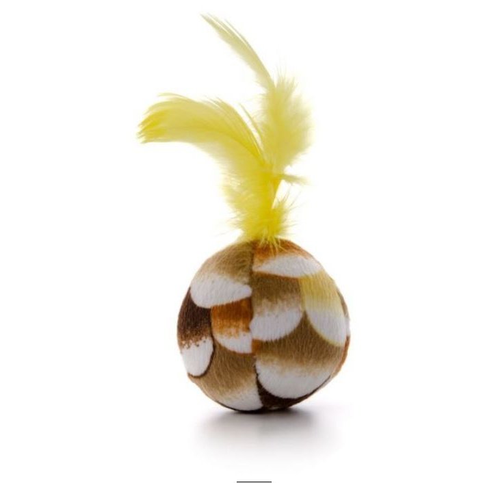 JK Animals Yellow Plush Ball & Feather 4.5cm