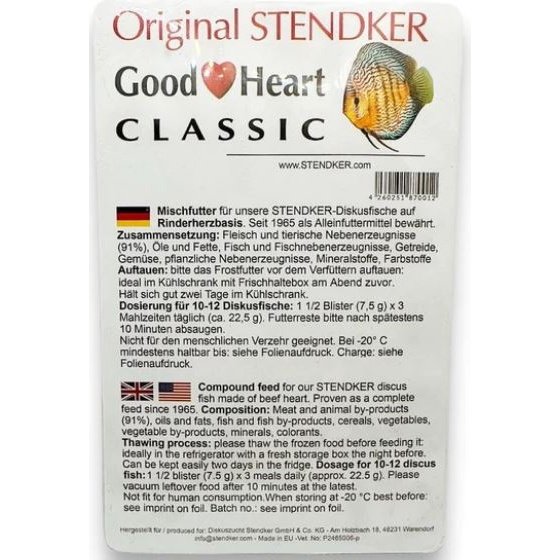 Stendker GoodHeart Beef Heart Classic Discus Blister Food 100gr
