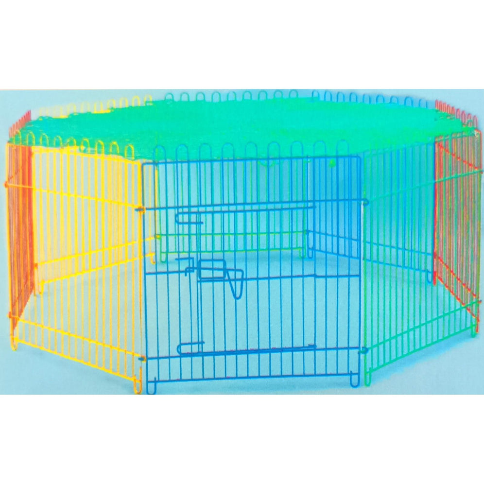 Multi-Coloured Dog Pen with Top Cover 8pcs 63x62cm