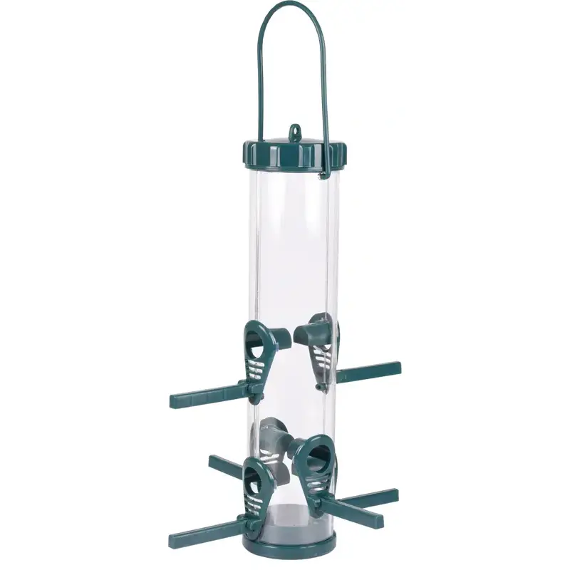 Flamingo Feeder Silo Survival Transparent Green Medium 24xØ7cm