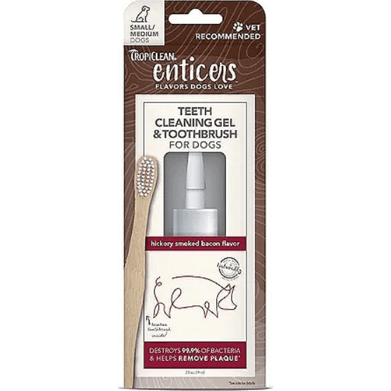Tropiclean Enticers Hickory Smoked Bacon Flavor Teeth Cleaning Kit For Small & Medium Dogs