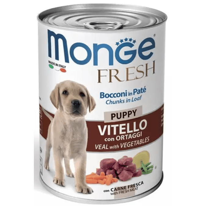Monge Puppy Veal & Vegetables Chunks in Pate 400gr