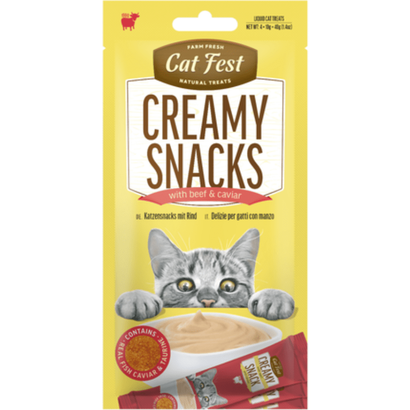 Cat Fest Creamy Snacks with Beef & Caviar 4x10gr