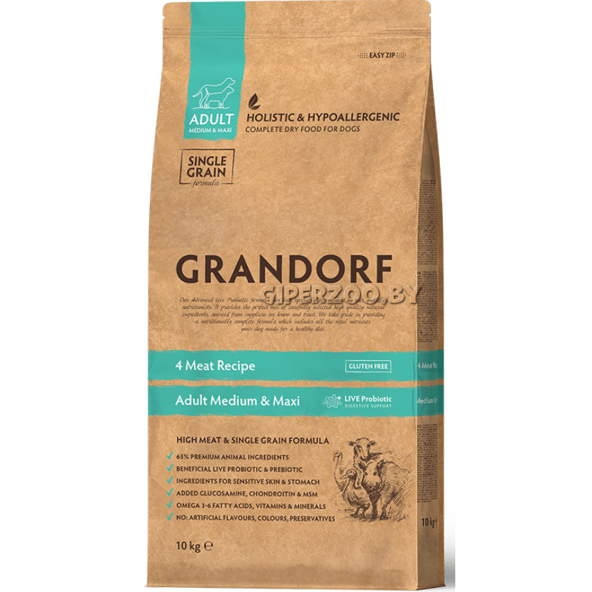 Grandorf 4 Meat Recipe Adult Medium & Maxi Breeds 10kg