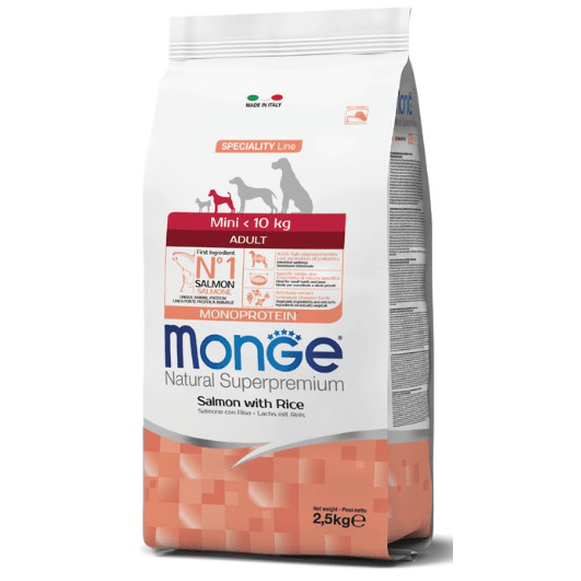 Monge Natural SuperPremium MonoProtein Adult Mini Salmon & Rice 2.5kg
