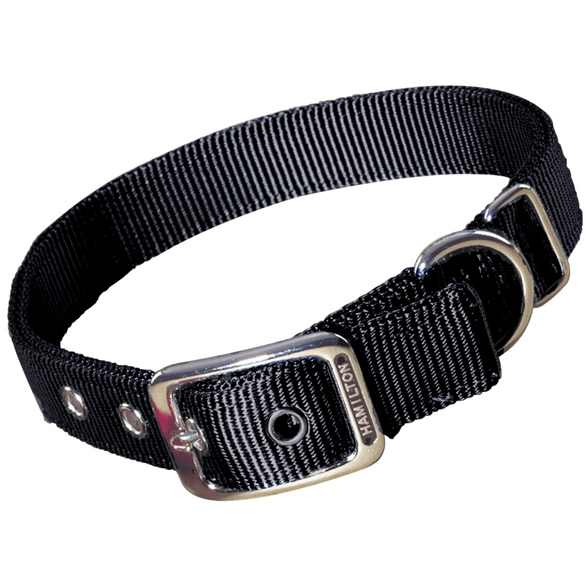 Hamilton Double Thick Nylon Deluxe Dog Collar Black 5/8 14