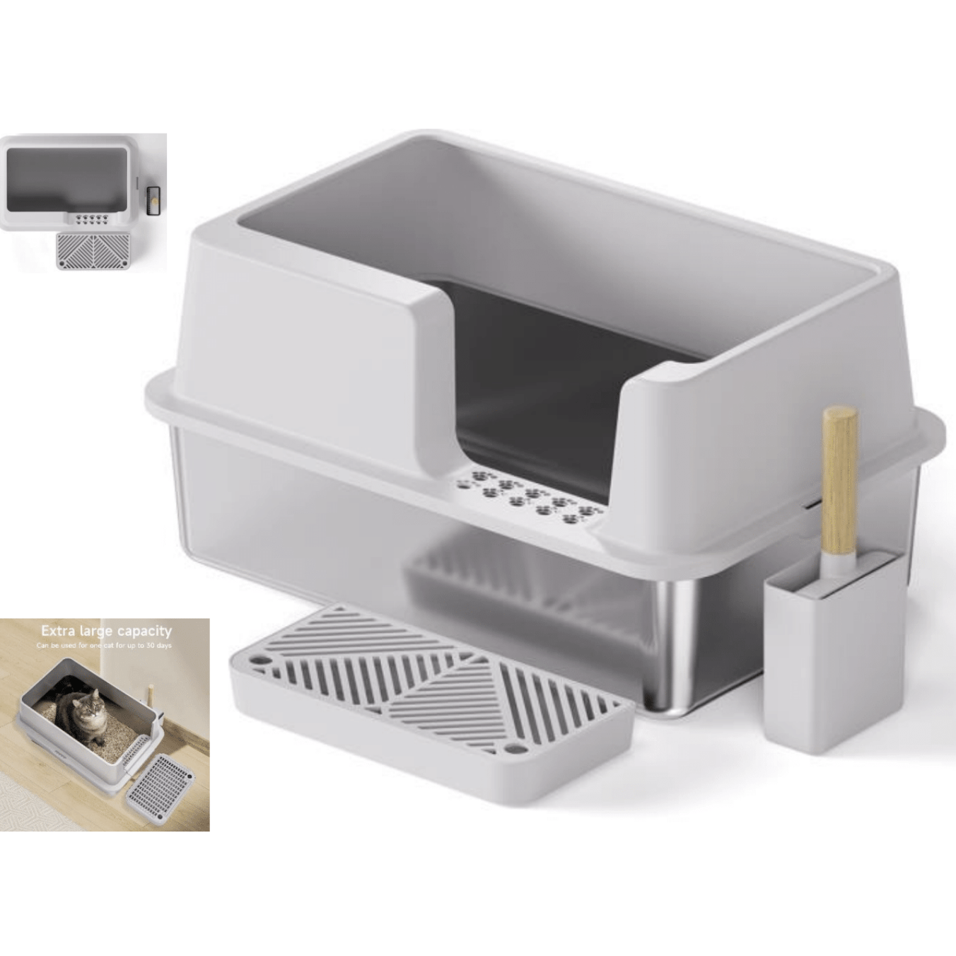Open Stainless Steel Litter Tray 60x40x30cm