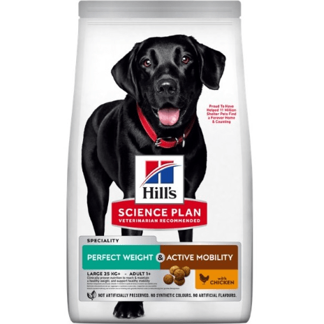 Hills Science Plan Perfect Weight & Active Mobility Large Breed Adult Dog Food With Chicken 12kg