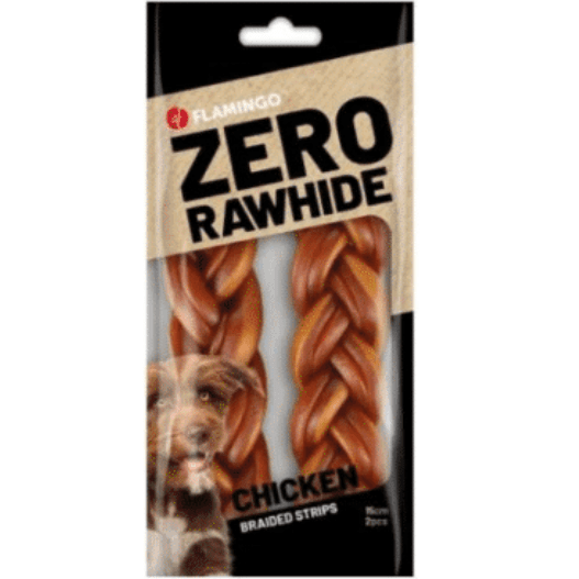 Snacks Zero Rawhide Braided Strips with Chicken 15cm 2pcs