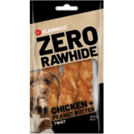 Snacks Zero Rawhide Twist Chicken & Peanut Butter  3pcs 12.5cm