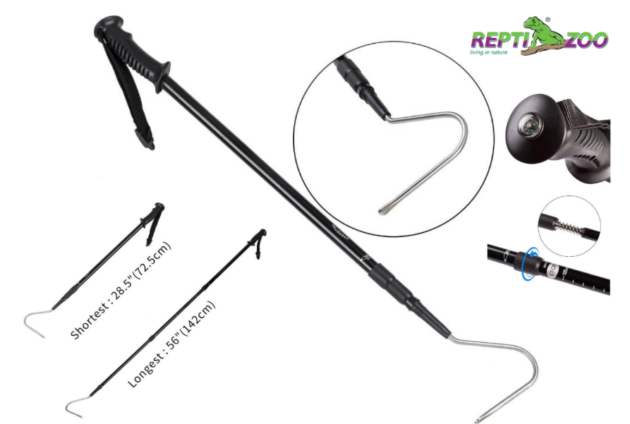Reptizoo 142cm Professional Stailess Steel Retractable Snake Hook Catcher