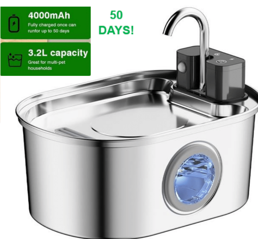 Wireless Stainless Steel Smart Fountain 3.2L