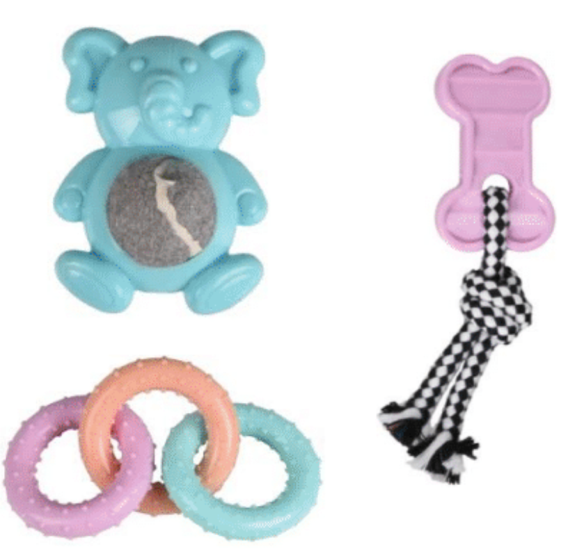 Puppy Toy Loekie Elephant, Bone & Ring Set