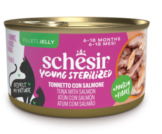 Schesir Young & Sterilised Tuna with Salmon Fillets 85gr