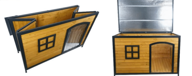 Foldable Wooden Dog House with Roof Large 149.9x101.2xH97.4cm