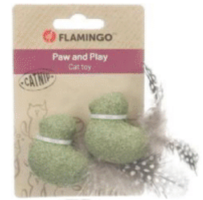 Flamingo Kitti Bird with Feathers 2pc 9.5x3x4.5cm
