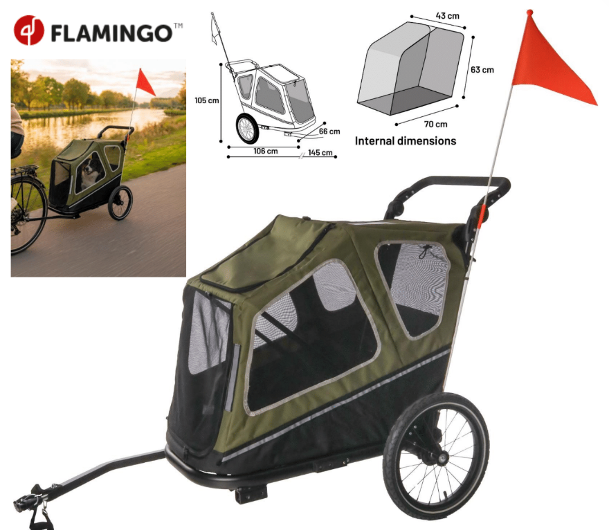 Flamingo Bicycle Trailer Jodie Green 105x66x106cm