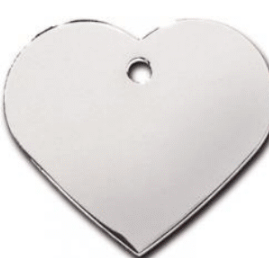 I.D Tag Large Heart Shiny Silver 3.7x3.4cm