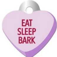 I.D Tag Small Heart Eat Sleep Bark 2.5x2.7cm
