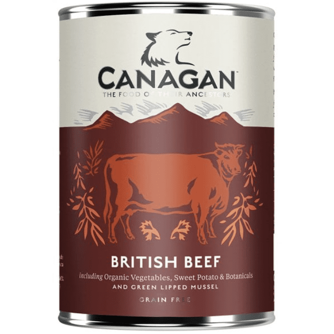 Canagan British Braised Beef With Liver Grain Free Wet Adult Dog Food 6x400gr