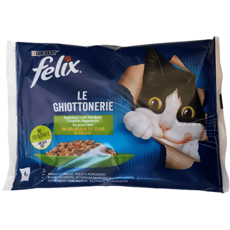 Purina Felix Le Ghiottonerie Cat Pouches With Beef, Chicken and Vegetables 4x85gr