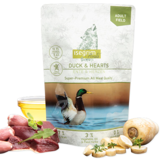 Isegrim Roots Adult Field Pouch For Dogs Duck And Hearts 7x410gr