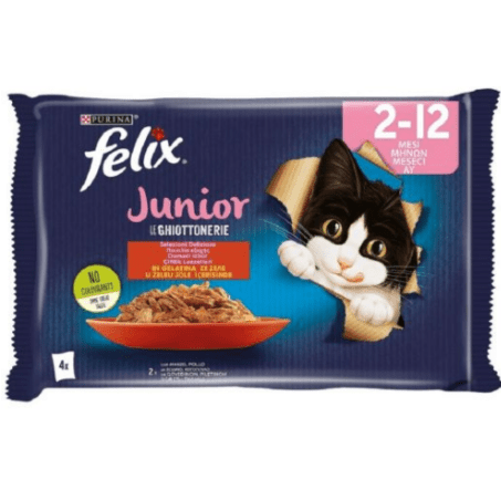 Purina Felix Le Ghiottonerie Junior Cat Pouches With Beef and Chicken 4x85gr (1 Pack or MultiPack)
