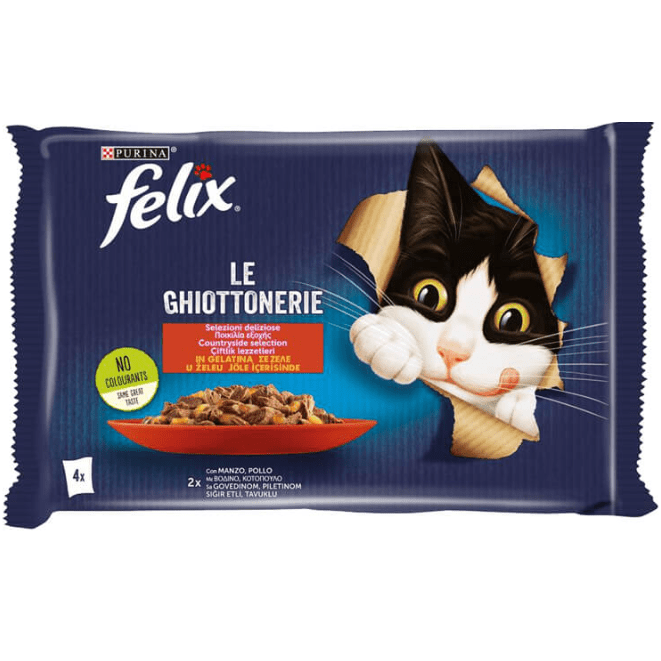 Purina Felix Le Ghiottonerie Cat Pouches With Beef And Chicken 4x85gr