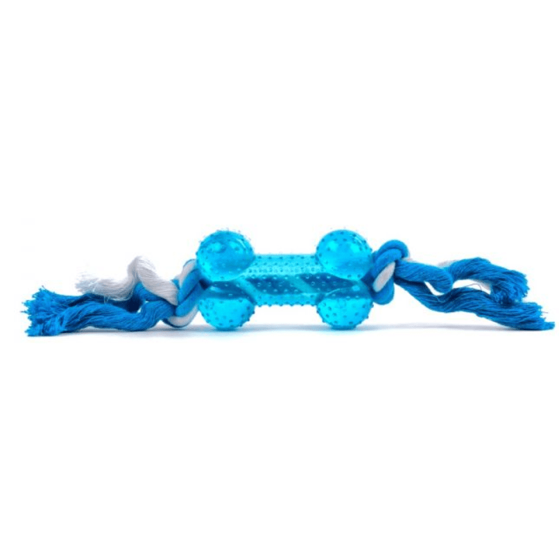 JK Animals Thermoplastic Bone Blue & Rope 8.5cm