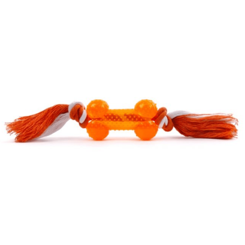 JK Animals Thermoplastic Bone Orange & Rope 8.5cm