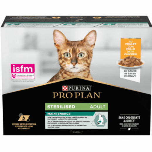 Proplan Sterilised Maintenance with Chicken in Gravy Wet Cat Food 10x85gr