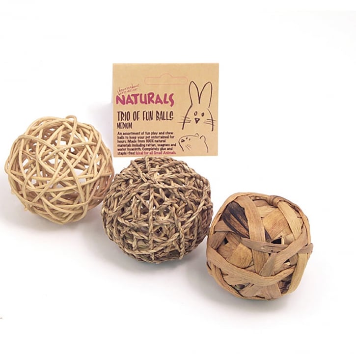 Rosewood Boredom Breaker Naturals Trio of Fun Balls Medium Ø8cm
