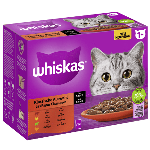 Whiskas Pouches Multipack 1+ Classic Meat Selection in Sauce 12x85gr