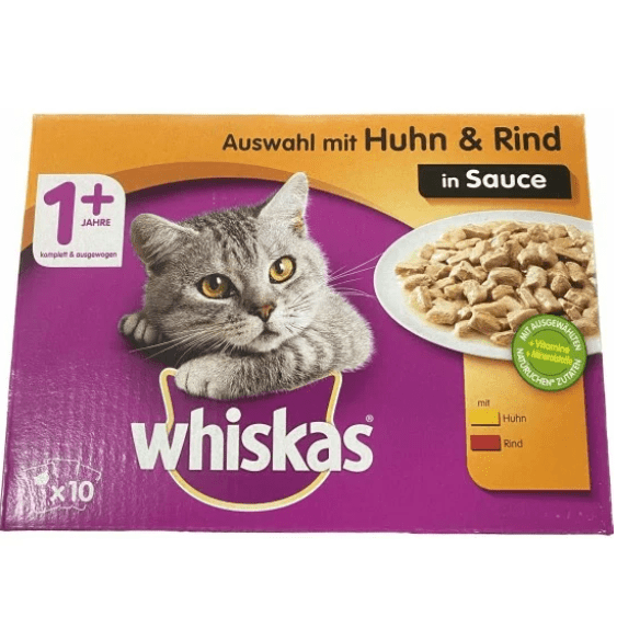 Whiskas Premium Meat Pieces Chicken / Beef 10x100gr