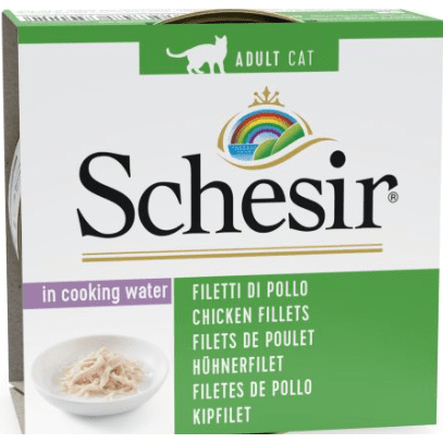 Schesir Cat Chicken Fillets in Cooking Water Tin 85gr