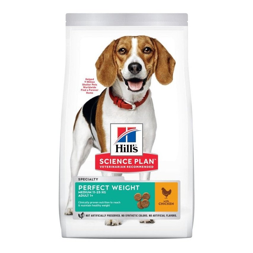 Hills Science Plan Perfect Weight Medium Adult Dog Food With Chicken 12kg