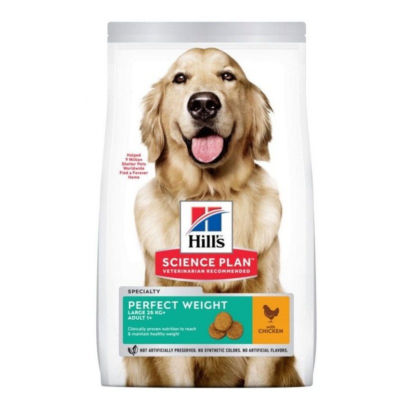 Hills Science Plan Perfect Weight Large Breed Adult Dog Food With Chicken 10+2kg Free Bonus