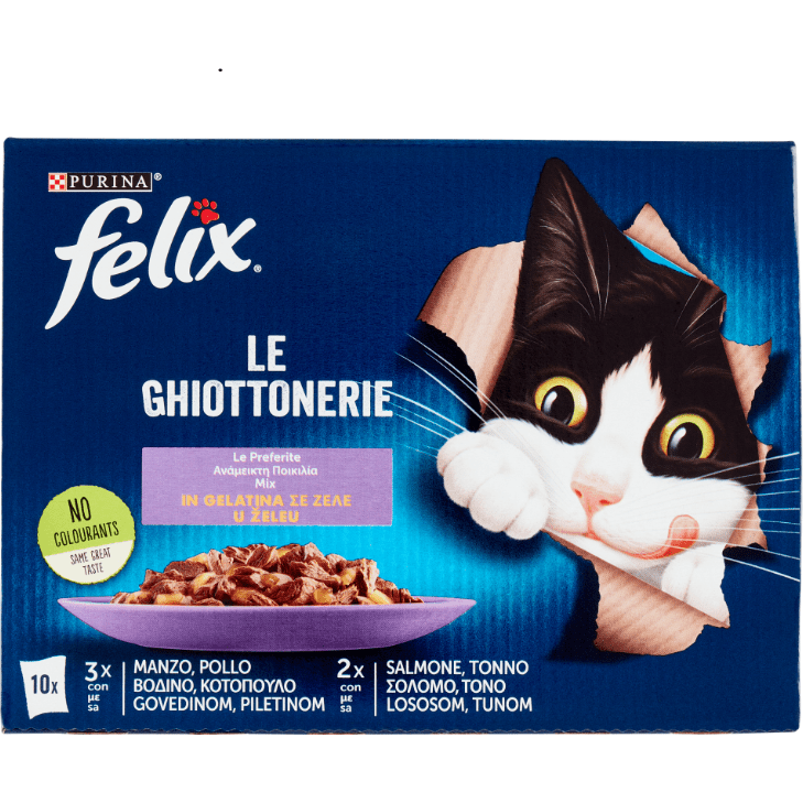 Felix Le Ghiottonerie Beef/Chicken & Salmon/Tuna in Jelly Multipack 10x85gr