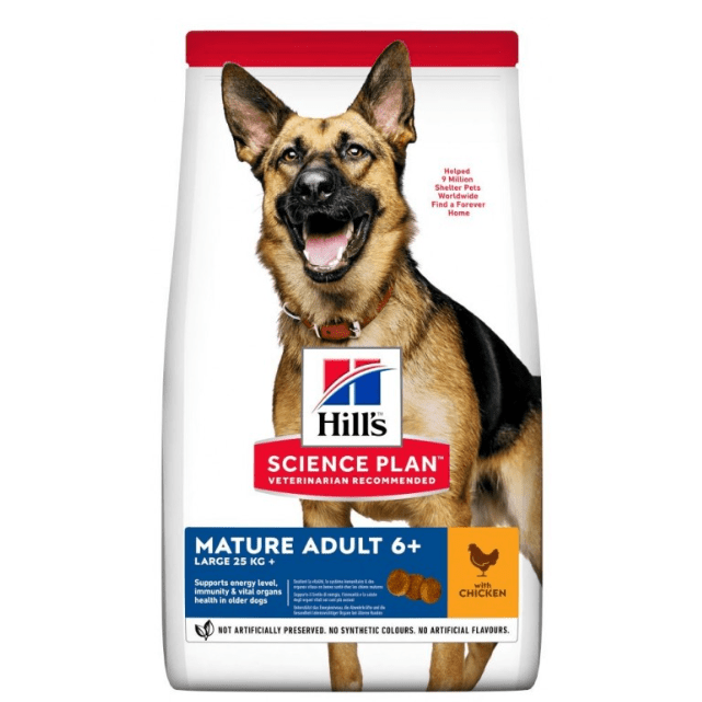 Hill's Science Plan Large Breed Mature Adult 6+ Dog Food With Chicken 11.5+2.5kg Free