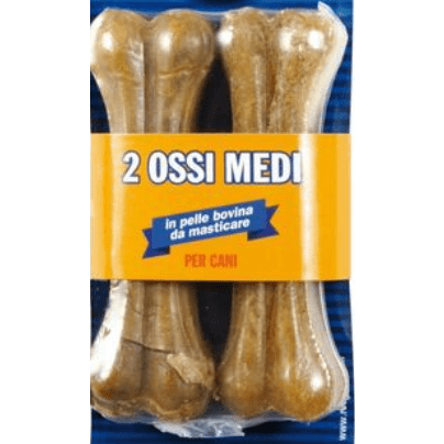 BestBone 2 Medium Heat-Shrunk Cowhide Chew Bones - 2pcs 13cm