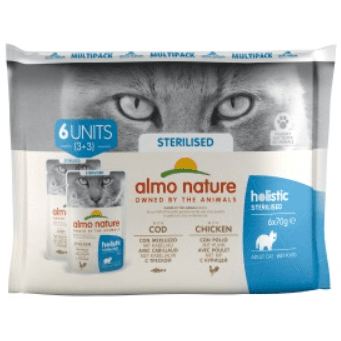 Almo Nature Holistic Sterilised Multi-Pack Cat Cod/Chicken - 70gr x6pcs