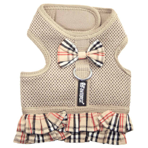 Beige Plaid Mesh Harness With Skirt M
