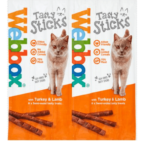 Webbox Cats Delight Turkey and Lamb Tasty Sticks Cat Treats 6 x 30gr