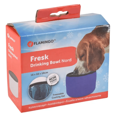 Flamingo Drinking Bowl Fresk Round Blue 16x16x10cm