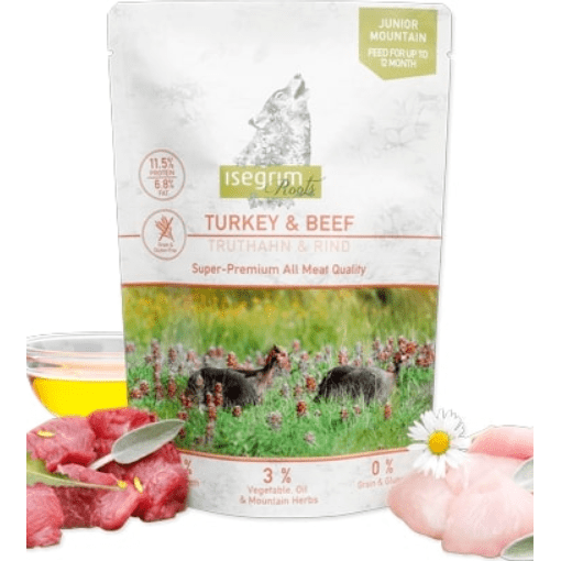 Isegrim Roots Junior Mountain Pouch For Dogs With Turkey And Beef 410gr