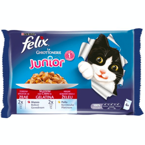 Felix Le Ghiottonerie Junior With Beef And Chicken in Jelly 4x100g
