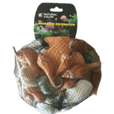Natural Colour Seashells In Net