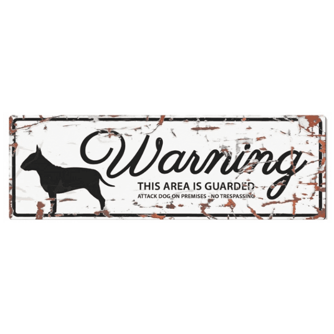 Warning Sign Bull Terrier 40x13.5cm